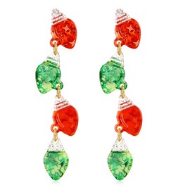 MUYAN Christmas Bulb Drop Earrings for Women Cute Green Red Bulb Holiday Dangle Earrings Christmas Jewelry