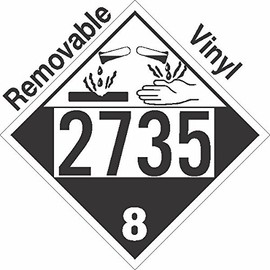 GC Labels-P303c2735, Corrosive Class 8 UN2735 Removable Vinyl DOT Placard, Package of 50 Placards