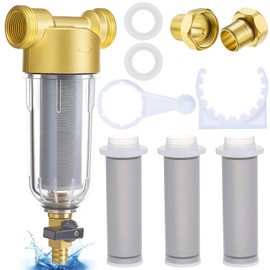 WILLBOND 3/4" Spin Down Sediment Water Filter, 50 & 100 & 200 Reusable House Sediment Filter with 2 Adapters, for Home & Commercial Water Pre-Filtration System Ideal for Home Owners, DIY Enthusiasts