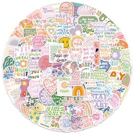 100PCS Cute Preppy Stickers for Girls Women Kids, Danish Pastel Motivational Stickers Vinyl Waterproof Pink Stickers for Laptop Bumper Water Bottles Computer Phone