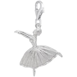 Sterling Silver Ballet Dancer Charm With Lobster Claw Clasp, Charms for Bracelets and Necklaces