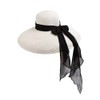 Utopiat Audrey Style Oversized Holiday Straw White Hat with Silk