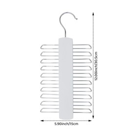 Pack of 2 Tie Holder, Belt Holder, Wooden Hanger, Tie Holder, with 20 Metal Shelves and 360 Degree Rotating Coat Hook, for Belt, Scarf, Tie Storage (White)