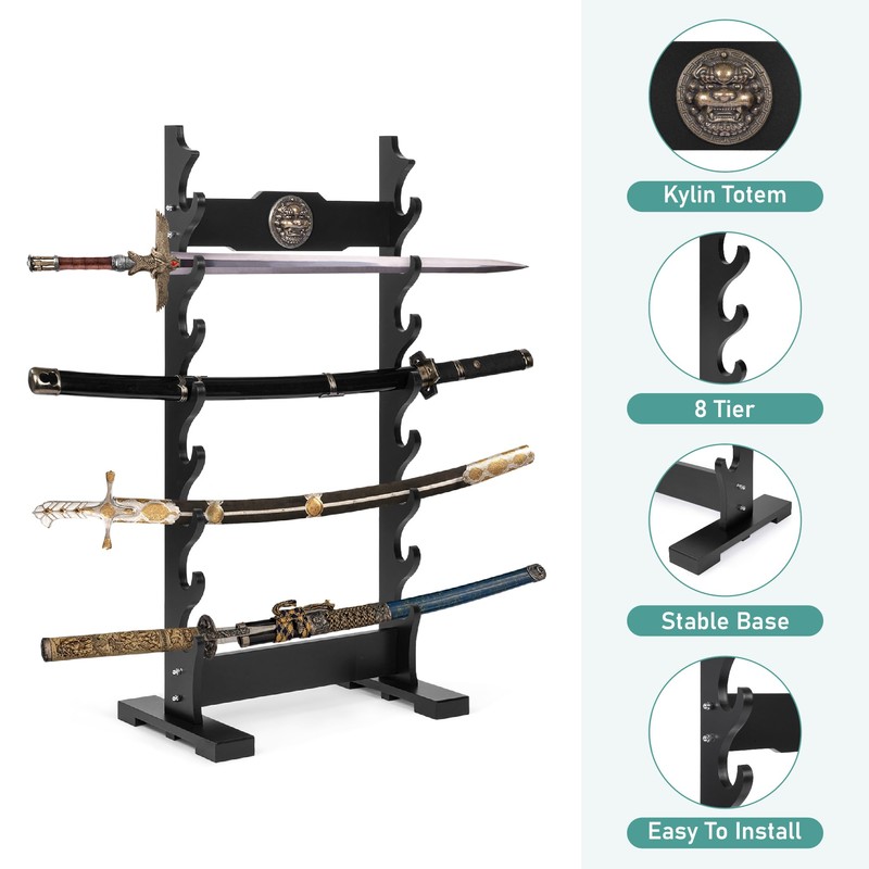 lukar Kylin 8 Tier Sword Rack Floor Standing, Multilayer Katana