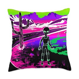 Color Wow Roswell Alien UFOs Throw Pillow
