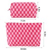 Checkered Makeup Bag for Women Large Capacity Pink Cosmetic Bag