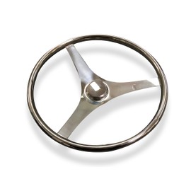 Pactrade Marine Boat Durable 3 Flat Spoke Stainless Steel Sports Steering Wheel, 15-1/2"L