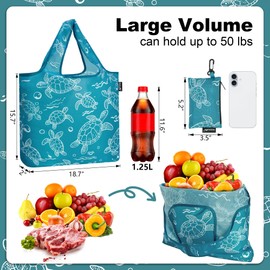 HOLYLUCK Reusable Grocery Bags,Heavy Duty Foldable Shopping Tote Bag (Standard, 3 Ocean Life)