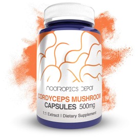 Nootropics Depot Cordyceps Mushroom Capsules | 500mg | 60 Count | Cordyceps militaris | Whole Fruiting Body Mushroom Exract | Supports Healthy Immune System