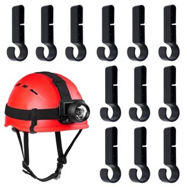XPOOP Pack of 12 Helmet Clips for Headlights, Black Headlamp Clips Hardhat, Helmet Headlight Clips, Headlight Hooks, for All Types of Headlights, Protective Helmet