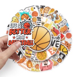 Basketball Stickers for Laptop(50 Pcs),Gift for Kids Teens Adults Girl,Sports Waterproof Stickers for Water Bottle,Vinyl Stickers for Scrapbook,Journal,Dairy,Skateboard