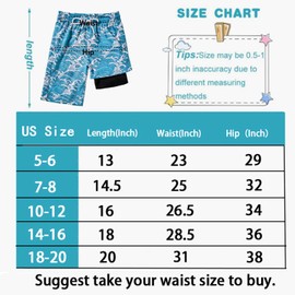 IRELIA Boys Swim Trunks with Boxer Brief Liner Compression Swimming Shorts Quick Dry Swimwear A06 7-8