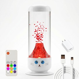 Dimind Volcano Lamp - Realistic Lava Lamp, Mini 9in USB Powered Night Light with Remote Control, 7 Color Changing LED, Perfect Relaxing Sensory Mood Light for Bedroom, Office & Party Decor