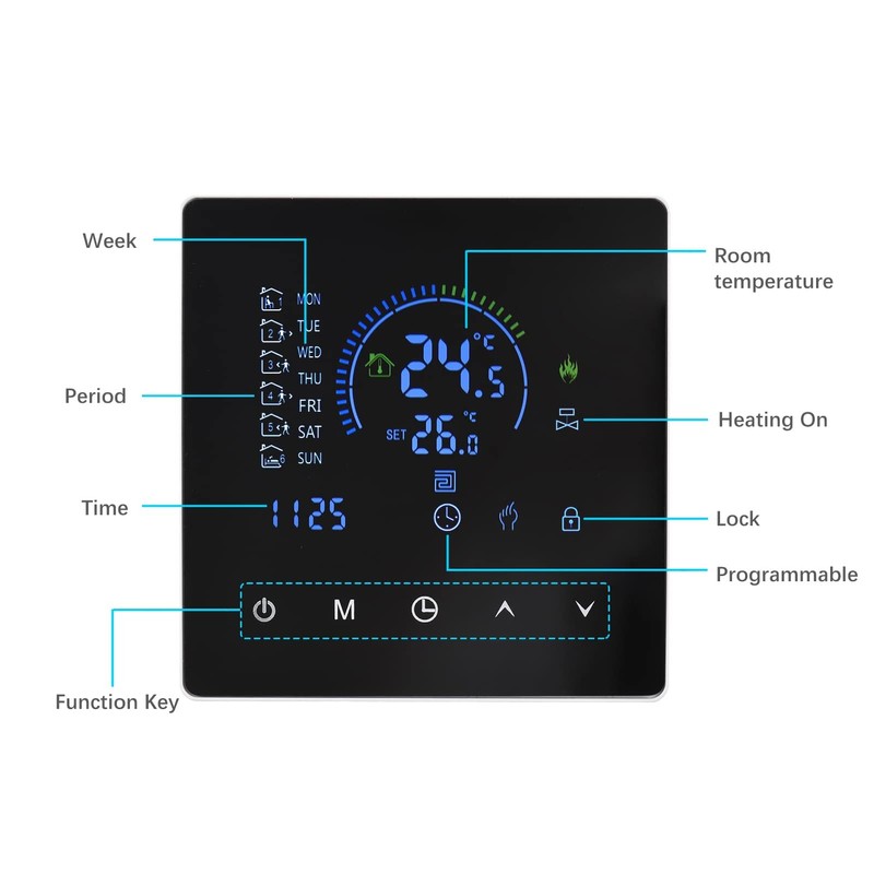 Decdeal Programmable Thermostat Floor Heating Thermostat 485 Modbus Thermostat WiFi