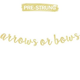 Arrows or Bows Gold Glitter Cursive Script Bunting Banner Baby Shower Gender Reveal Boy or Girl Party Decoration Table Wall Sign - NO DIY REQUIRED â¦