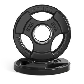 LIONSCOOL 2-Inch Rubber Coated Olympic Grip Plate in Pairs or Single for Strength Training, Weightlifting and Bodybuilding, 2.5-45LBS, One Year Warranty (10LB PAIR)