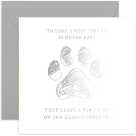 Old English Co. Sorry For Your Loss Pet Card - Sympathy Pet Bereavement Card for Family Friends - Thoughtful Paw Print Design - For Dog or Cat Pet Owner - Thinking of You | Blank Inside Envelope
