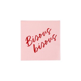 Bonjour Fête Bisous Bisous Cocktail Paper Napkins | 3-Ply Fancy Napkins for Valentine's Day & Holiday Decorations | Small Napkins | Premium Party Supplies | Gold Foil |, Pack of 20, 5" Folded