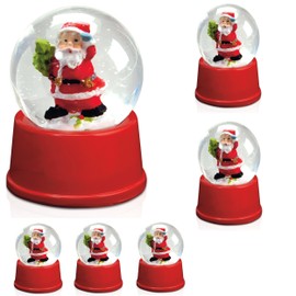 Pack of 6 Snow Globes with Santa Claus Figurine Snowdome Ball Ornaments Snow Swirl as Decoration or Party Bag Christmas Santa Claus Advent Christmas X-Mas