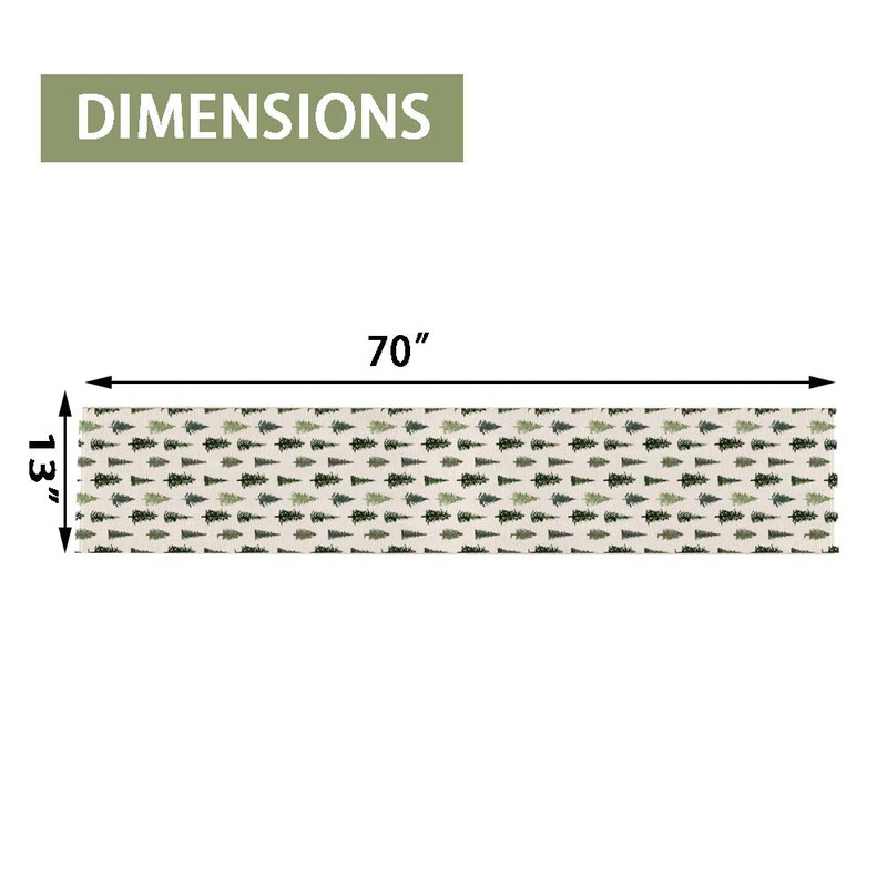 Christmas Tree Table Runner, Green Winter Kitchen Dining Table Decoration