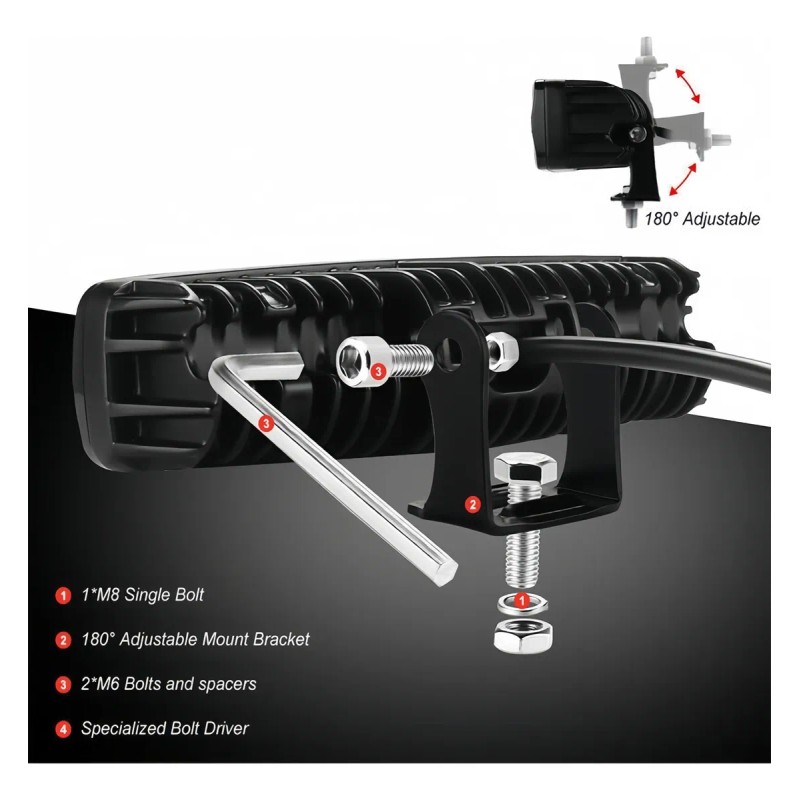Faros Barra 4 Leds Lupa 8d 6000lm Autos Motos Alta