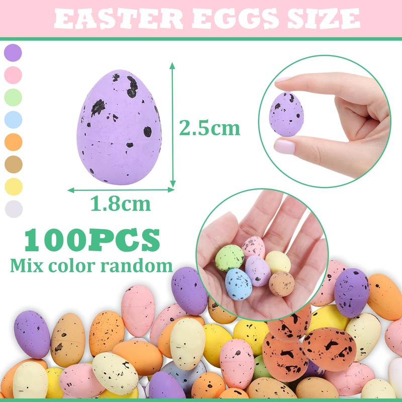 100pcs Easter Mini Eggs Decorations for Kids Easter Day,Artificial Bird