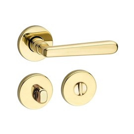 Gedotec Door Handle Set Made of Brass Including Mounting Material | Old Vienna | 1 Set Door Fitting Door Handle Room Door on Round Rosette | WC - Bathroom | Handle Pair Polished Brass | Door Set