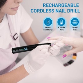 WEIKILLY Electric Nail Drill 11 in 1 Kit, 35000RPM Cordless Nail Drill Machine, Professional Acrylic Gel Electric Nail Files for Manicure and Pedicure, Portable Home Travel or Salon Use.(Black)