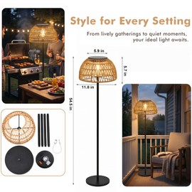 Pipigaty Solar Floor Lamp, 54'' Outdoor Floor Lamps for Patio Ambience
