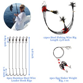 131pcs Saltwater Surf Fishing Tackle Kit - Surf Fishing Rigs Saltwater Lure Pyramid Sinker Fishing Hooks Leader Swivel Metal Spoon Surf Beach Fishing Gear Various Fishing Accessories