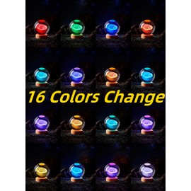 3D Large Saturn Crystal Ball Night Light with Wooden Base, Solar System Crystal Lamp Gift for Kids Wife Friends, 16 Color Changing with Remote Control, 3.15 inch Planet Glass Ball Lamp (Saturn)