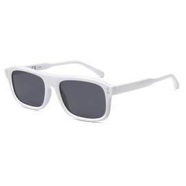 SOJOS Retro Vintage Polarized Sunglasses for Women Men, Trendy Rectangle Womens Mens Shades SJ2290S, White/Grey