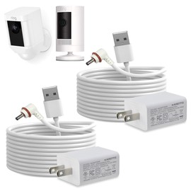 karotto 10Ft Charging Cable with Adapter for Ring Camera,Ring Power Cord for Stick Up Cam Battery 3rd Gen,2nd Gen and Spotlight Cam Battery -2PACK