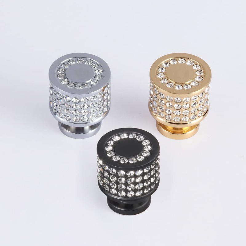 LANC Black Crystal Cabinet Knob Kitchen Knobs - Matte Black