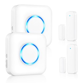 Door Chime, Satisure Wireless Door Open Contact Sensor Alarm Chime with 600 FT Range 58 Chimes 5 Volume Levels LED Indicators (2 Receivers & 2 Sensors)