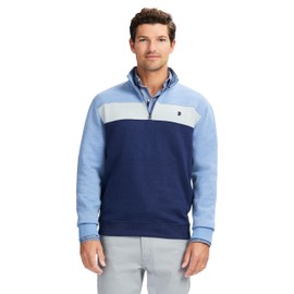 IZOD Men's Advantage Performance Quarter Zip Fleece Pullover Sweatshirt, Bright Cobalt Colorblock