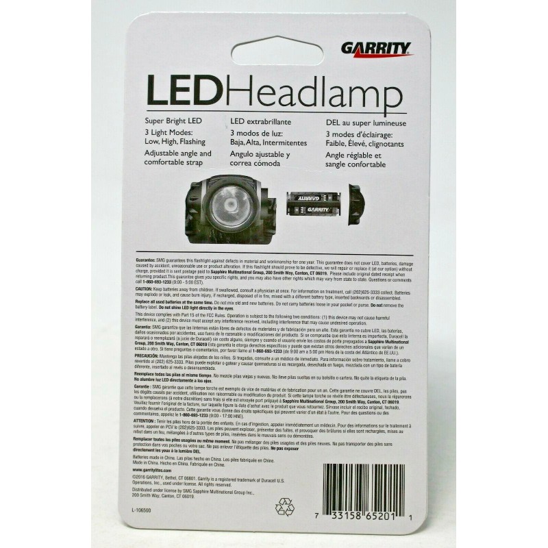 Garrity LED Headlamp - 60 Lumens - 3 Light Modes