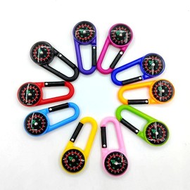 Abiyou Bunte Karabiner Kompass, 20 Stück Karabiner Haken Minikompaß, Kompass Karabiner, Kompass mit Karabinerhaken, kompass Schlüsselanhänger, für Ferienlager Wandern Camping Reisen Außen(10 Farbig)