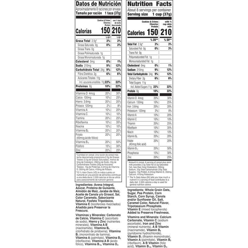 Cheerios Protein Cereal, Cookies and Crème, 8g Protein, Large Size,