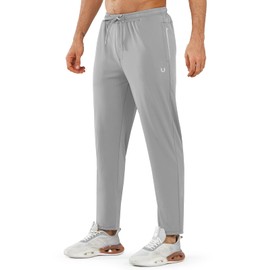 NORTHYARD Men’s Athletic Track Pants Sweatpants with Zipper Pockets Workout Gym Jogger Pants Open Bottom LIGHTGREY 3XL