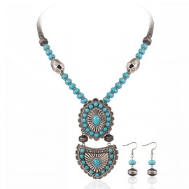 Rustic Couture's Western Turquoise Necklace Jewelry for Women Cowgirl Vintage Necklace RNS-WH02TQ