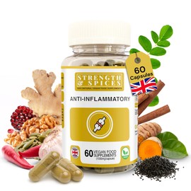 Strength & Spices Anti-inflammatory, Muscle and Joint Care Supplements for Mobility and Recovery, Turmeric Capsules with 28 Powerful Ingredients, Vegan and All-Natural, 1000mg, 60 Capsules