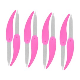 WOONEKY 8pcs Metal Nail File Set Stainless Steel Fingernail Toenail Files Ox Horn Shape for Polishing Filing Portable for Travel and Salon Use