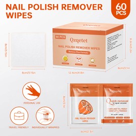 Nail Polish Remover Pads,Big Size 60Pcs Quick Nail Polish Remover Wipes, Non Acetone Pads Professional Individually Wrapped Wet Wipes for Home Professional Salon Supplies