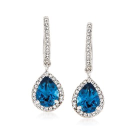 Ross-Simons 2.70 ct. t.w. London Blue and White Topaz Drop Earrings in Sterling Silver