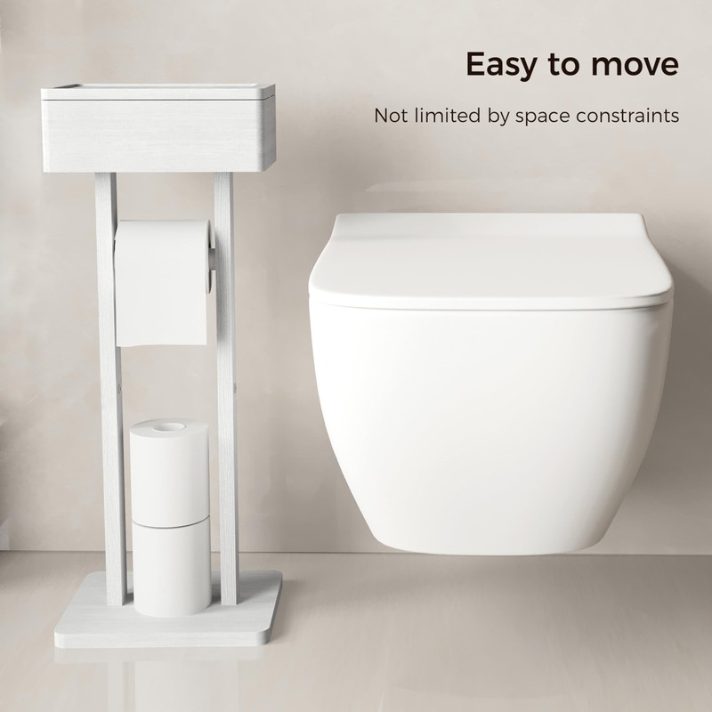 Wealone 4-in-1 White Toilet Paper Holder Stand with Storage Shelf