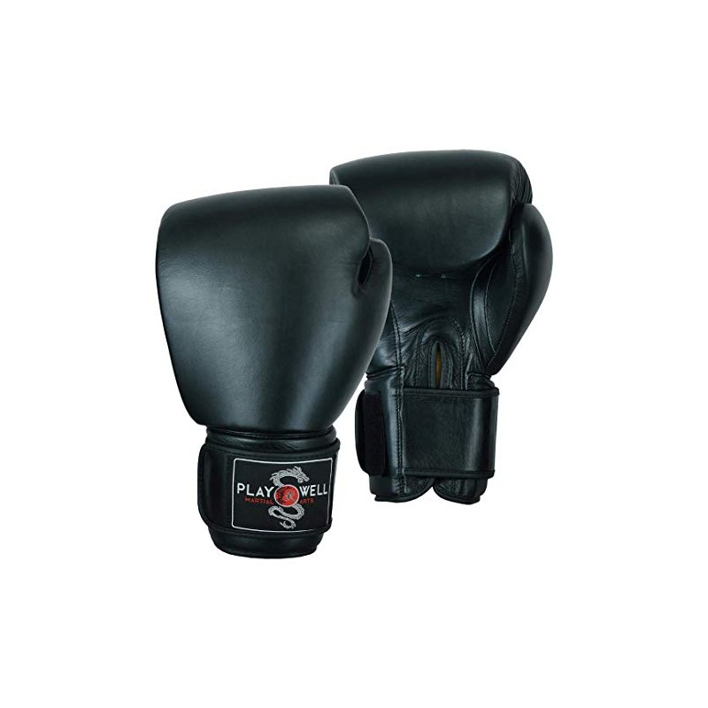 Elite Leather Heavy Classic Black Boxing Gloves - Pair (