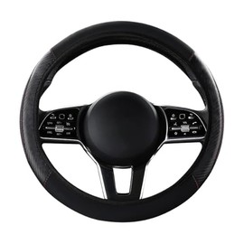 Lotatheta Car Steering Wheel Cover Carbon Fibre Breathable Anti-slip Protector for Car Accessories Auto Car Without Inner Ring Black