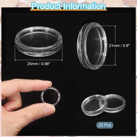 sourcing map 20 Pcs 21mm Silver Dollar Coin Holders, Plastic Coin Capsule Covers Acrylic Clear Round Coin Collection Supplies Container for Silver Coin Protectors or NFC Tag