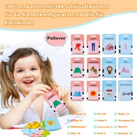 Sprechende Deutsch Flash-Karten Lernspielzeug für Kleinkinder 1-6 Jahre Alt, 194 Blätter 388 Wörter, Hörbar Lernspielzeug, Kleinkinder Montessori Sprachtherapie Autismus Sensorisches Spielzeug Blua